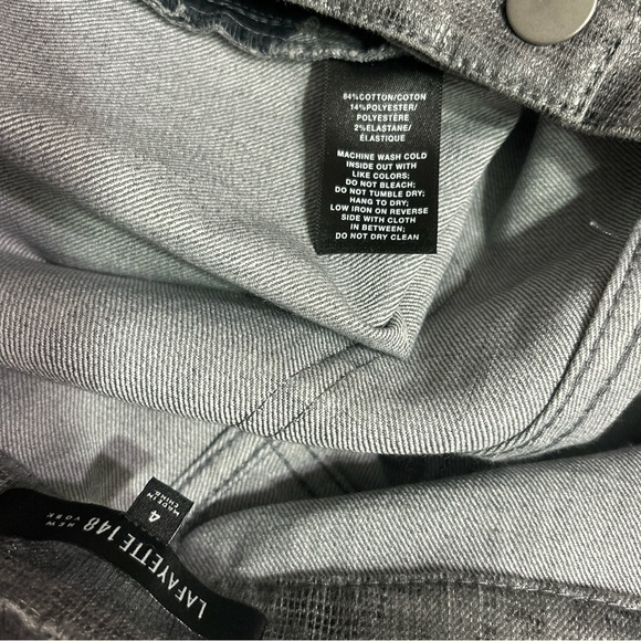 LAFAYETTE 148 Metallic Silver Print High Rise Straight Leg Jeans - Picture 6 of 7